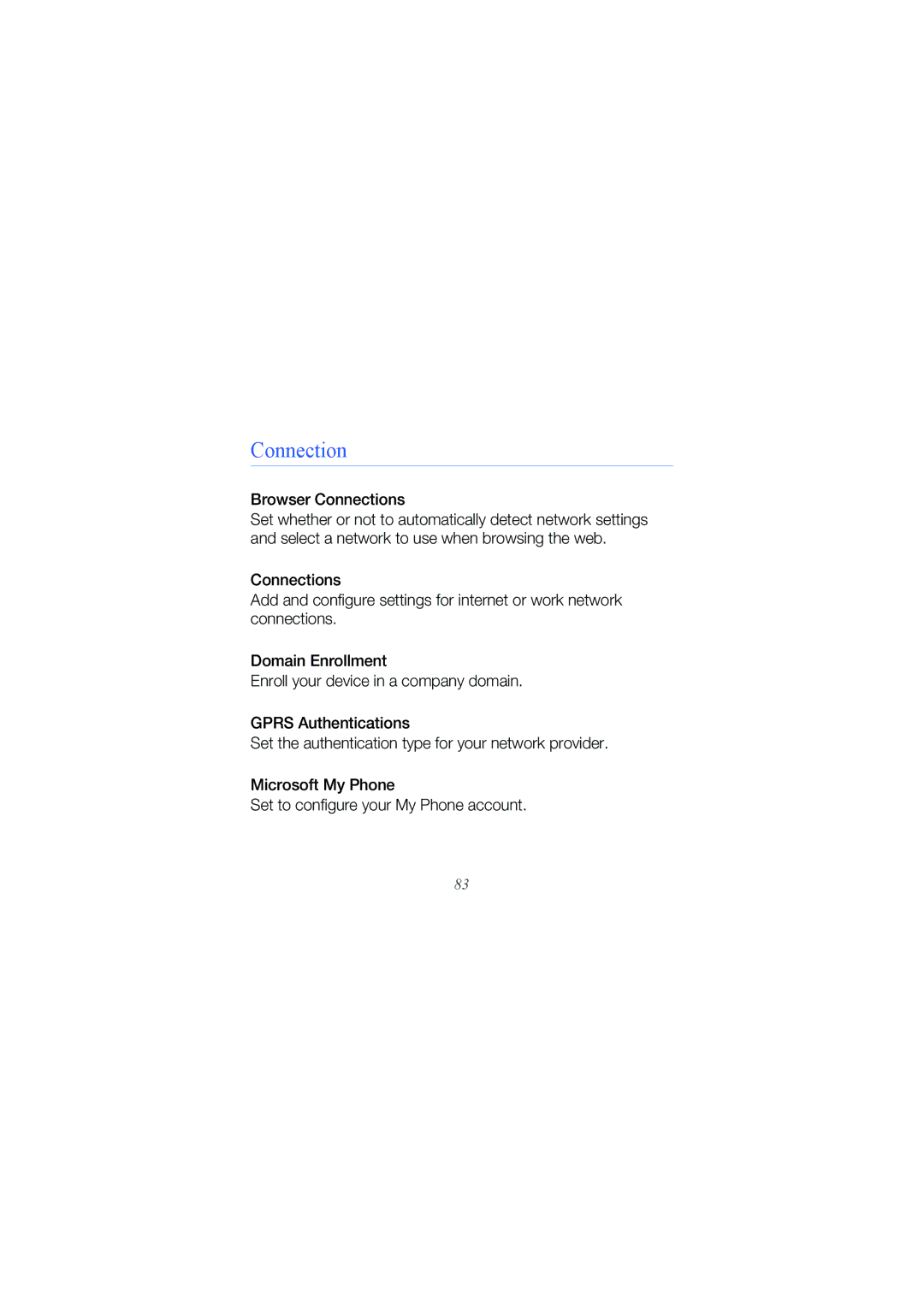 Samsung GT-B7300GRABIT, GT-B7300IKATUR, GT-B7300GRATUR, GT-B7300GRADBT, GT-B7300IKADBT, GT-B7300XDADBT Browser Connections 