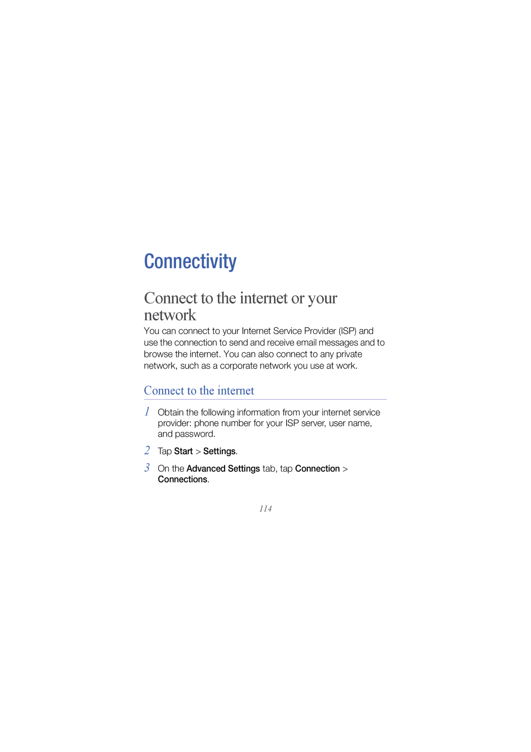 Samsung GT-B7300XDAFOP, GT-B7300IKATUR, GT-B7300GRATUR, GT-B7300GRADBT manual Connect to the internet or your network 