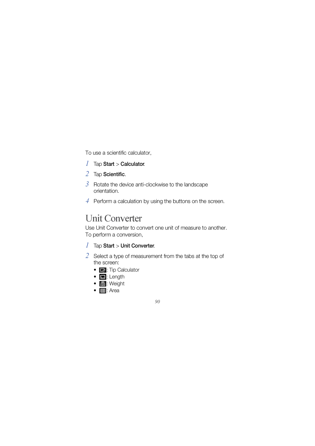 Samsung GT-B7300IKAAMN, GT-B7300IKATUR, GT-B7300GRATUR, GT-B7300GRADBT, GT-B7300IKADBT, GT-B7300XDADBT manual Unit Converter 