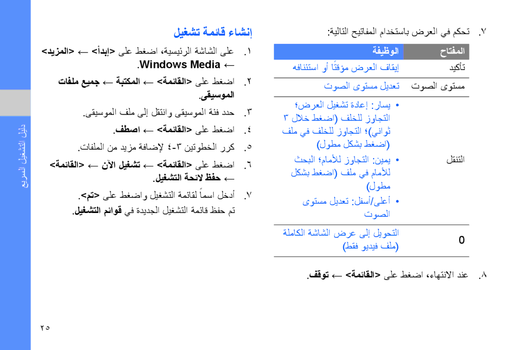 Samsung GT-B7320TAAXSG, GT-B7320ENAECT, GT-B7320TAAKEN, GT-B7320TAATHR manual ليغشت ةمئاق ءاشنإ, فطصا ← ةمئاقلا ىلع طغضا 