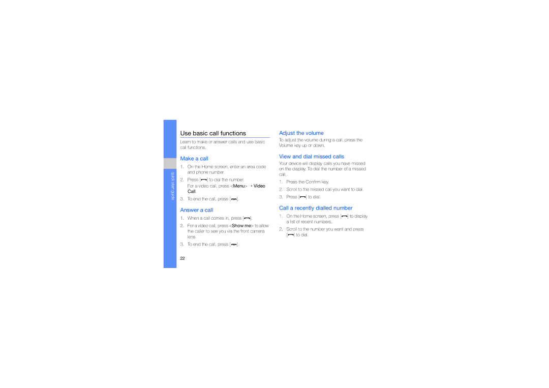 Samsung GT-B7320ENAEGY, GT-B7320ENAECT, GT-B7320TAAKEN, GT-B7320TAATHR, GT-B7320ENAPAK manual Use basic call functions 