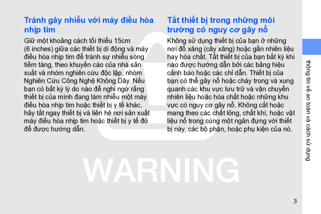 Samsung GT-B7320TAAXXV, GT-B7320ENAXEV, GT-B7320ENAXXV, GT-B7320TAAXEV manual Tránh gây nhiễu với máy điều hòa nhị̣p tim 