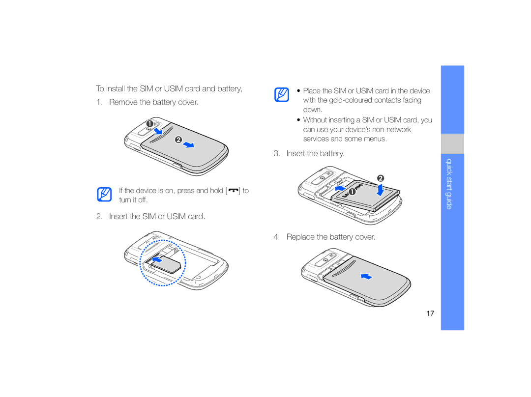 Samsung GT-B7330 user manual Insert the battery 