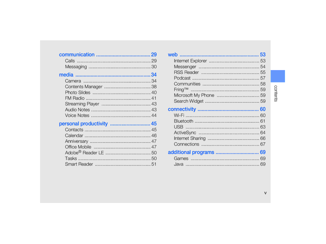 Samsung GT-B7330 user manual Contents 