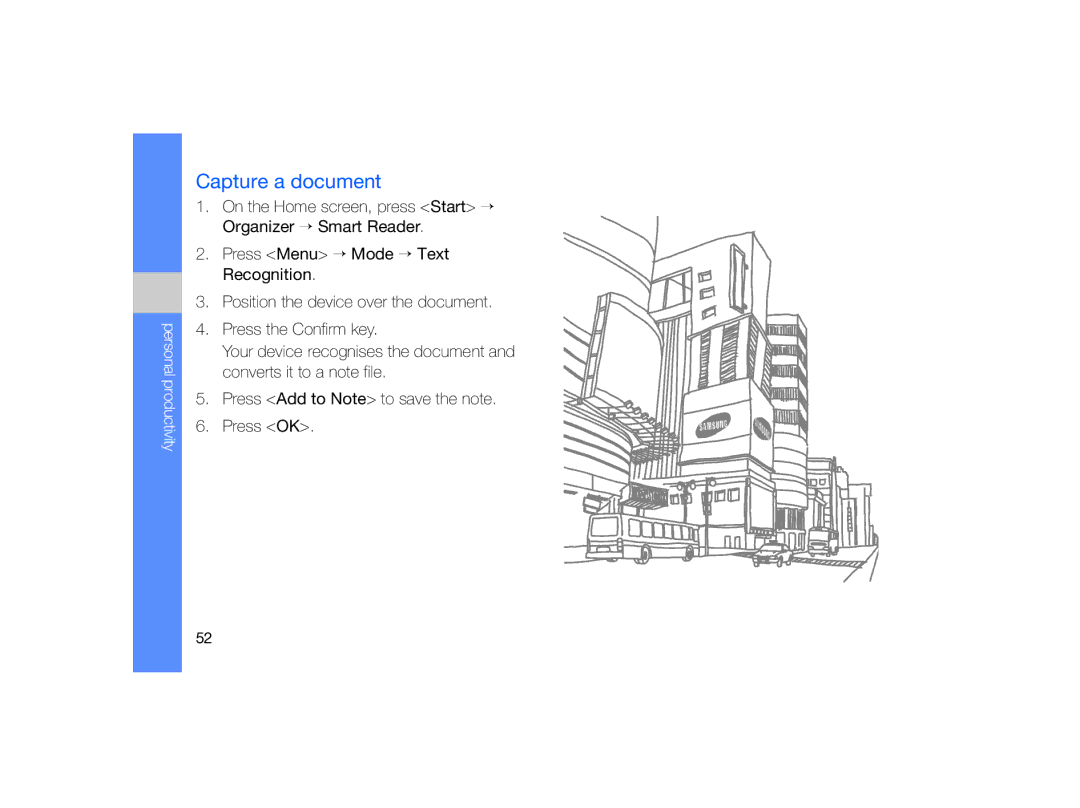 Samsung GT-B7330 user manual Capture a document 