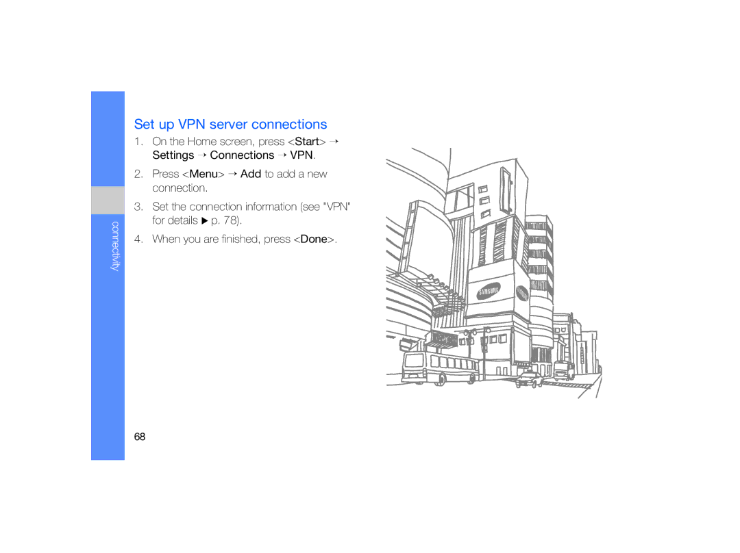 Samsung GT-B7330 user manual Set up VPN server connections 