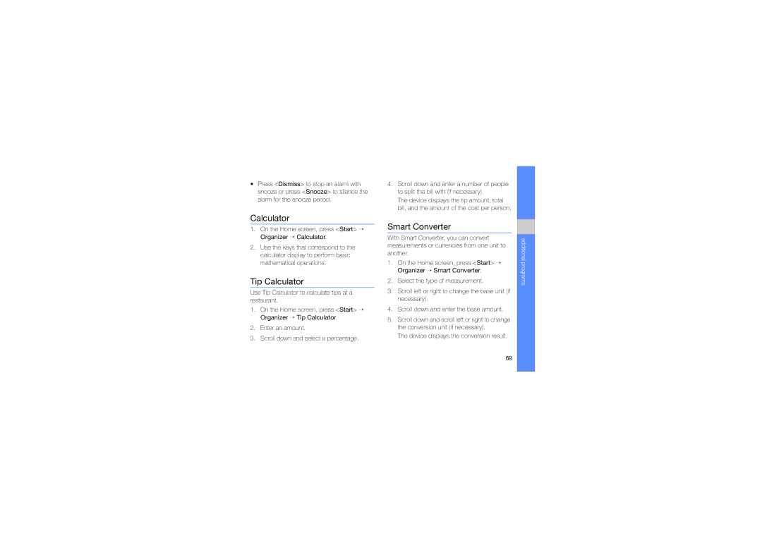 Samsung GT-B7330QKAECT, GT-B7330QKAARB, GT-B7330QKAKEN, GT-B7330QKADRC, GT-B7330QKAKSA Tip Calculator, Smart Converter 