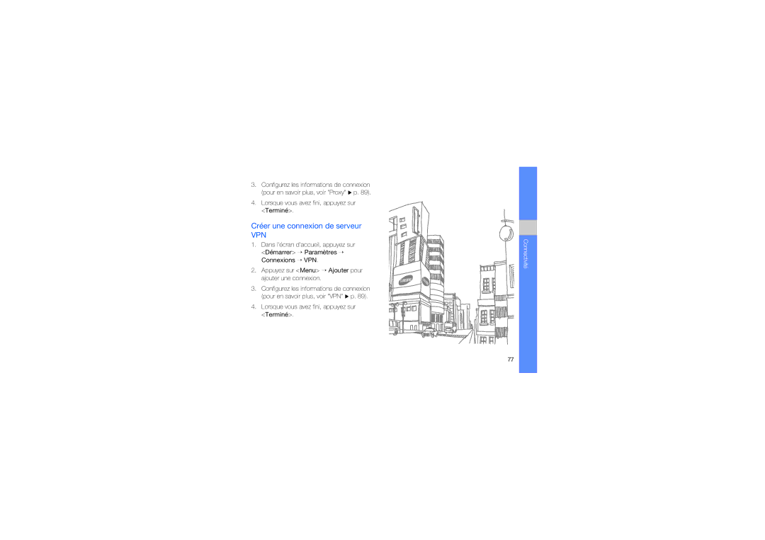 Samsung GT-B7330QKAXEF, GT-B7330QKAORC, GT-B7330QKASFR, GT-B7330QKAFTM manual Créer une connexion de serveur, Vpn 