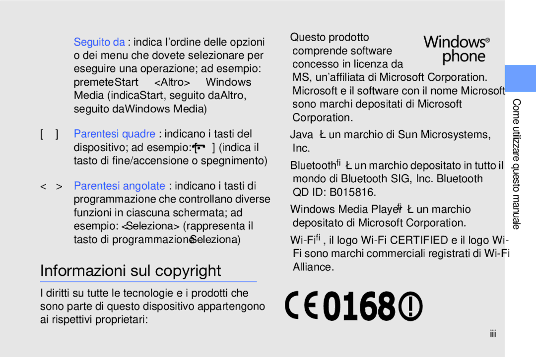 Samsung GT-B7330QKATIM, GT-B7330QKAITV, GT-B7330QKAOMN manual Informazioni sul copyright 