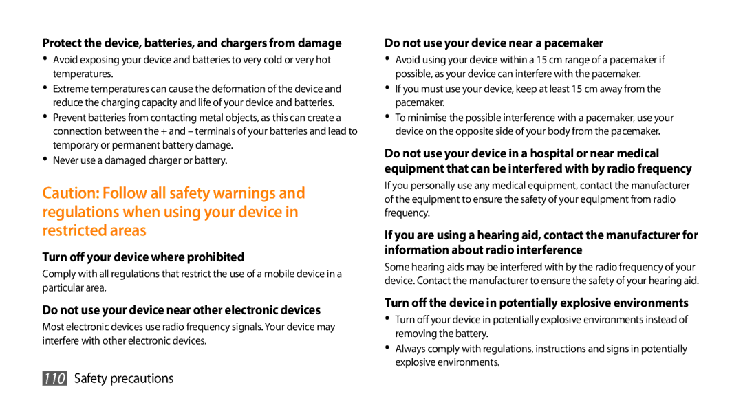 Samsung GT-B7350XKAXEE, GT-B7350XKADBT manual Safety precautions, Protect the device, batteries, and chargers from damage 