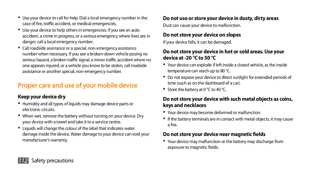 Samsung GT-B7350XKAVD2, GT-B7350XKADBT, GT-B7350XKANEE manual Proper care and use of your mobile device, Keep your device dry 