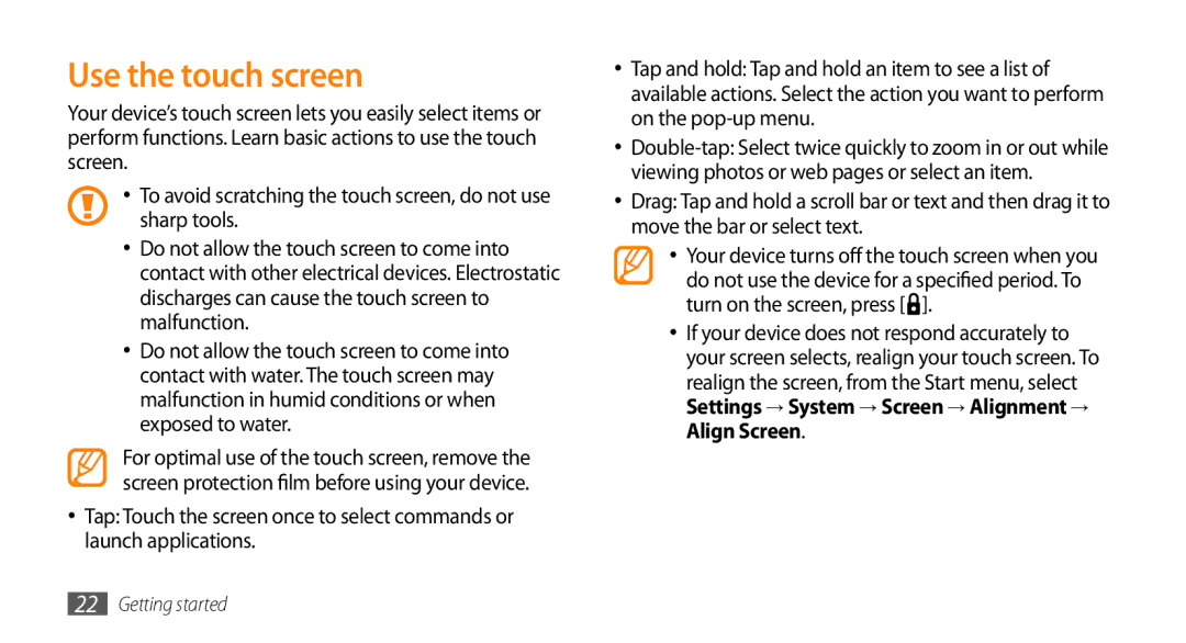 Samsung GT-B7350XKAXEE, GT-B7350XKADBT, GT-B7350XKAVD2, GT-B7350XKANEE manual Use the touch screen 