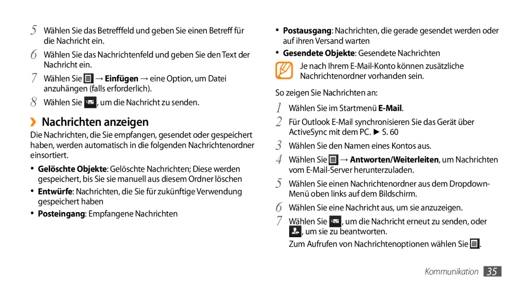 Samsung GT-B7350XKADBT, GT-B7350XKAVD2 manual ››Nachrichten anzeigen 