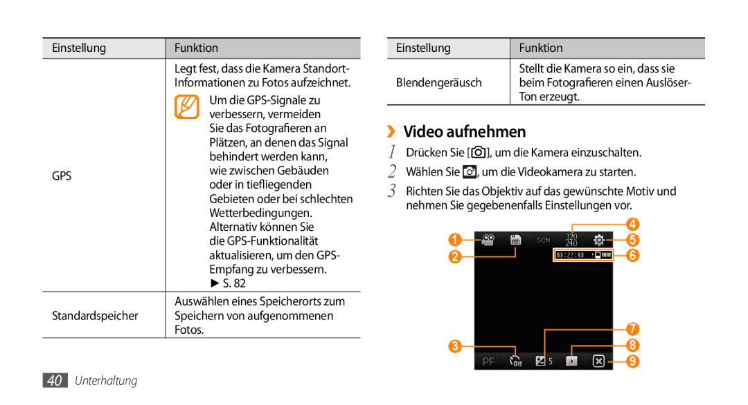 Samsung GT-B7350XKAVD2, GT-B7350XKADBT manual ››Video aufnehmen 