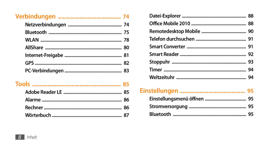 Samsung GT-B7350XKAVD2, GT-B7350XKADBT manual Verbindungen 