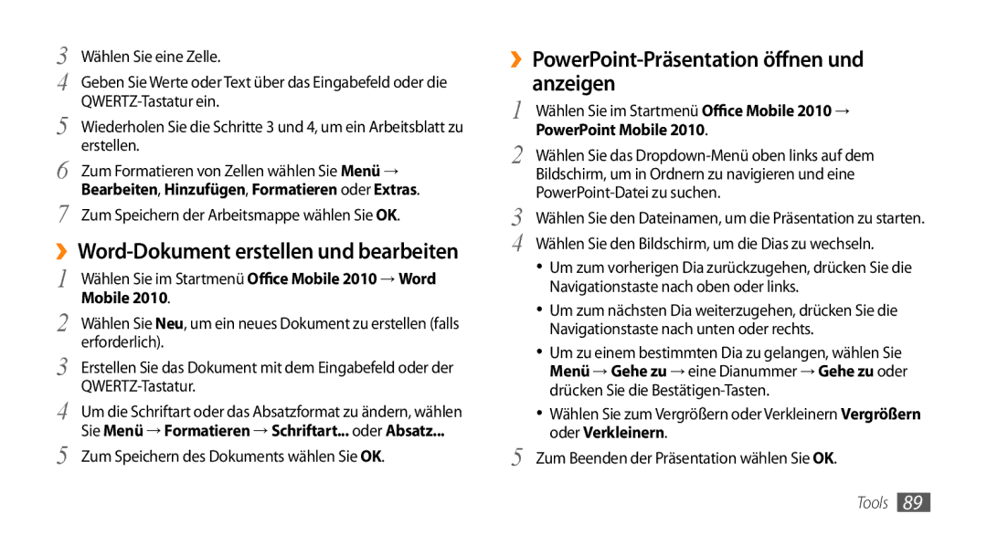 Samsung GT-B7350XKADBT, GT-B7350XKAVD2 ››PowerPoint-Präsentation öffnen und anzeigen, PowerPoint Mobile, Oder Verkleinern 