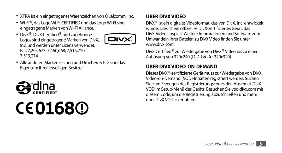 Samsung GT-B7350XKADBT, GT-B7350XKAVD2 manual Über Divx Video-On-Demand, Dieses Handbuch verwenden 