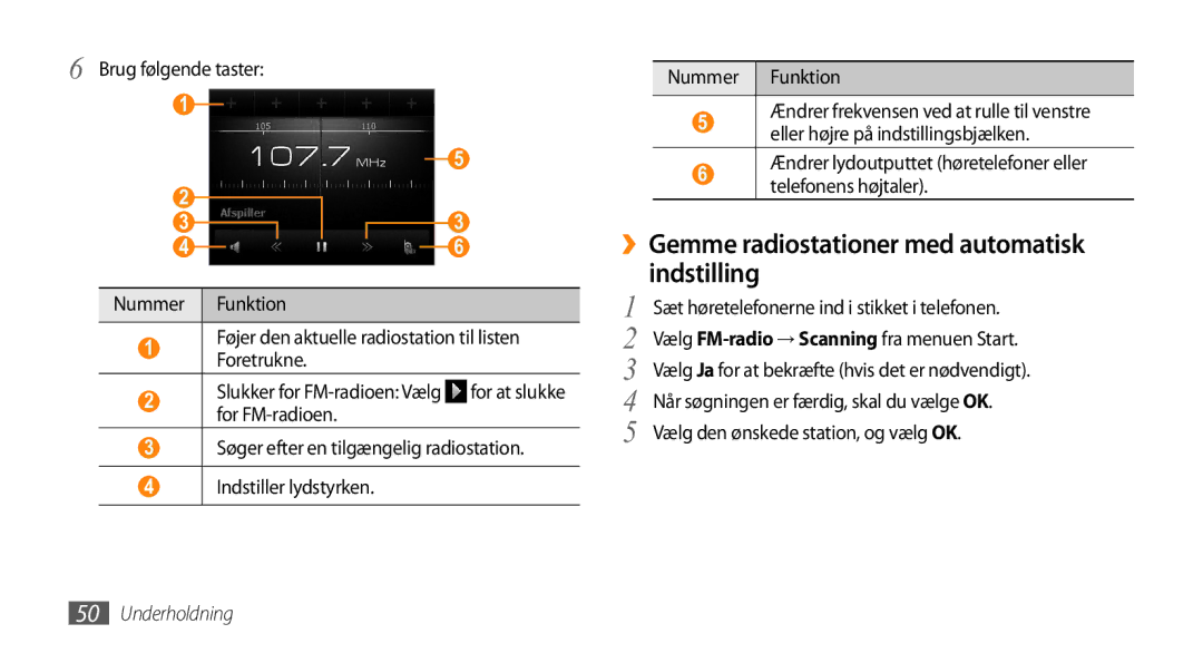 Samsung GT-B7350XKAXEE ››Gemme radiostationer med automatisk indstilling, Sæt høretelefonerne ind i stikket i telefonen 