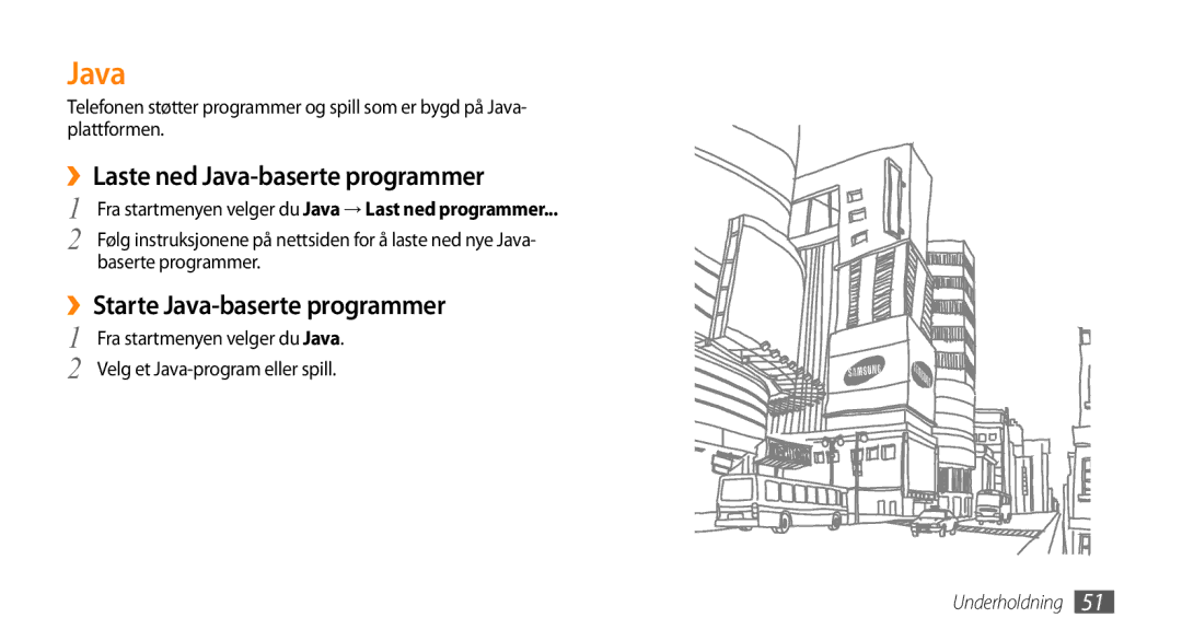 Samsung GT-B7350XKANEE, GT-B7350XKAXEE manual ››Laste ned Java-baserte programmer, ››Starte Java-baserte programmer 