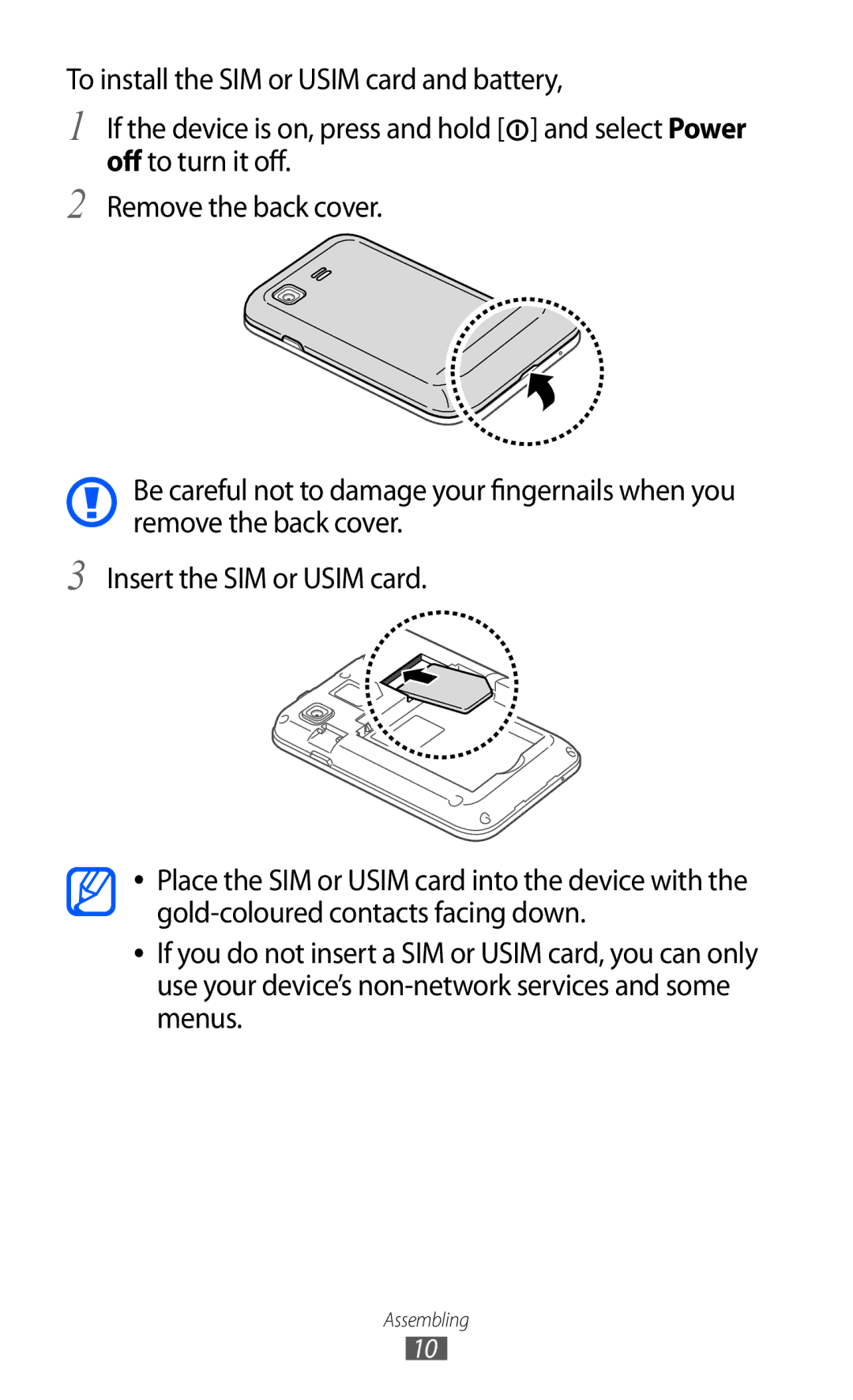 Samsung GT-B7510 user manual Assembling 