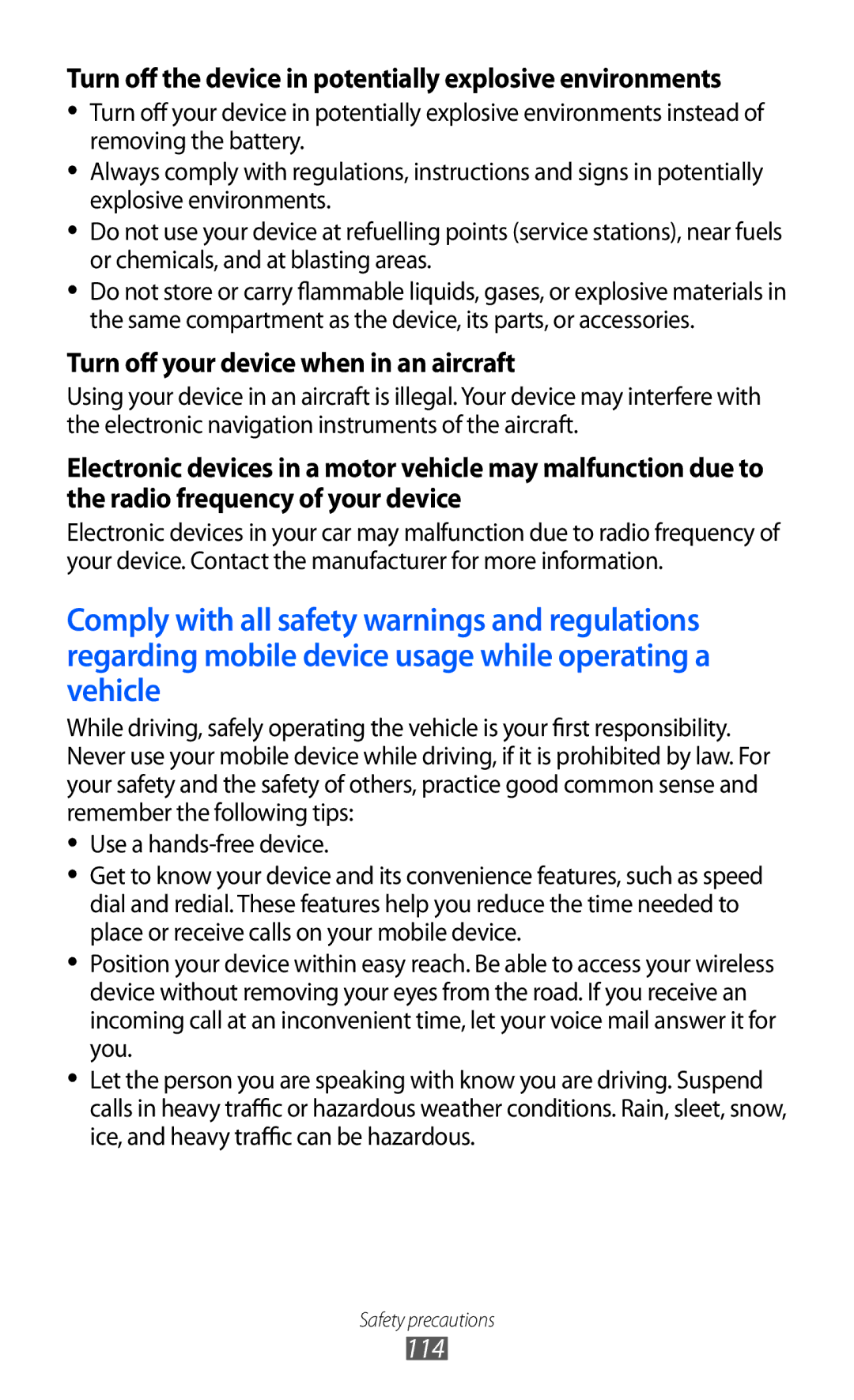 Samsung GT-B7510 user manual Turn off the device in potentially explosive environments 