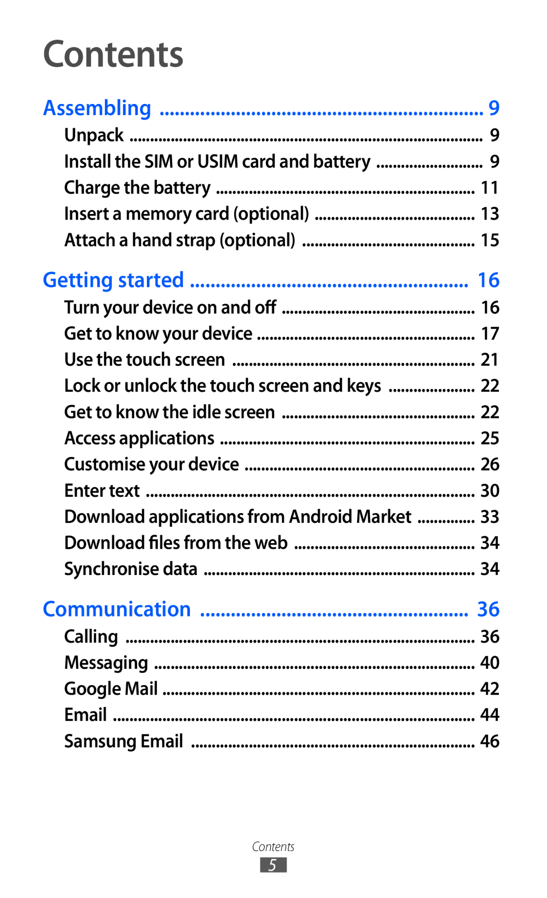 Samsung GT-B7510 user manual Contents 