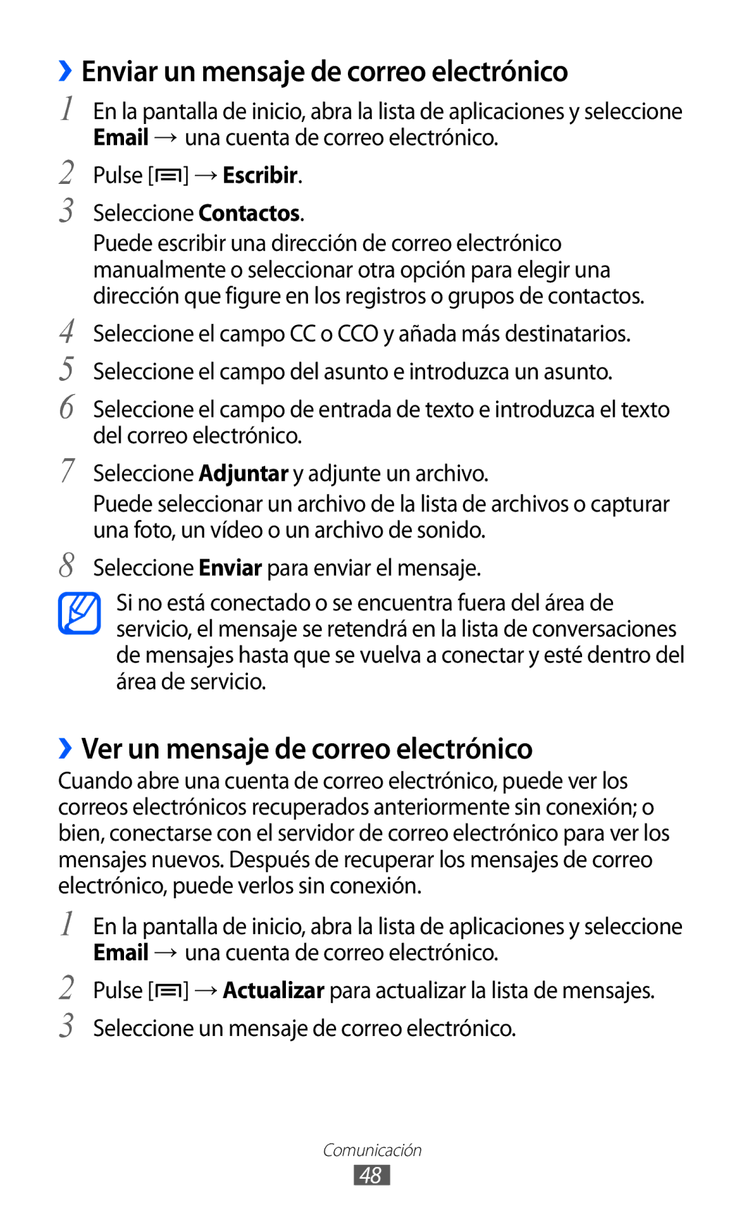 Samsung GT-B7510CWAFOP, GT-B7510ISAFOP, GT-B7510ISAATL, GT-B7510LKAFOP manual ››Ver un mensaje de correo electrónico 