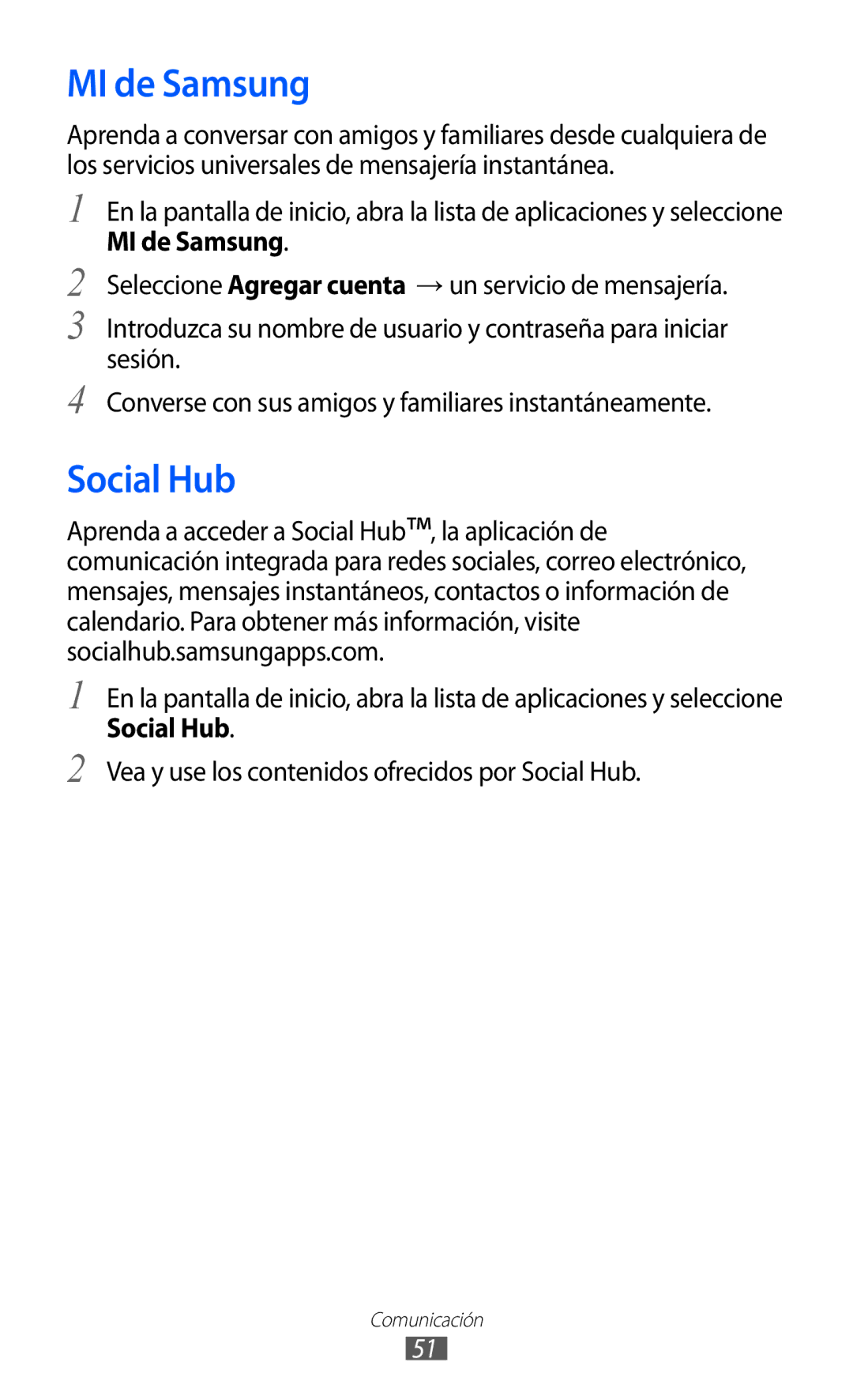 Samsung GT-B7510LKAFOP, GT-B7510CWAFOP, GT-B7510ISAFOP, GT-B7510ISAATL manual MI de Samsung, Social Hub 