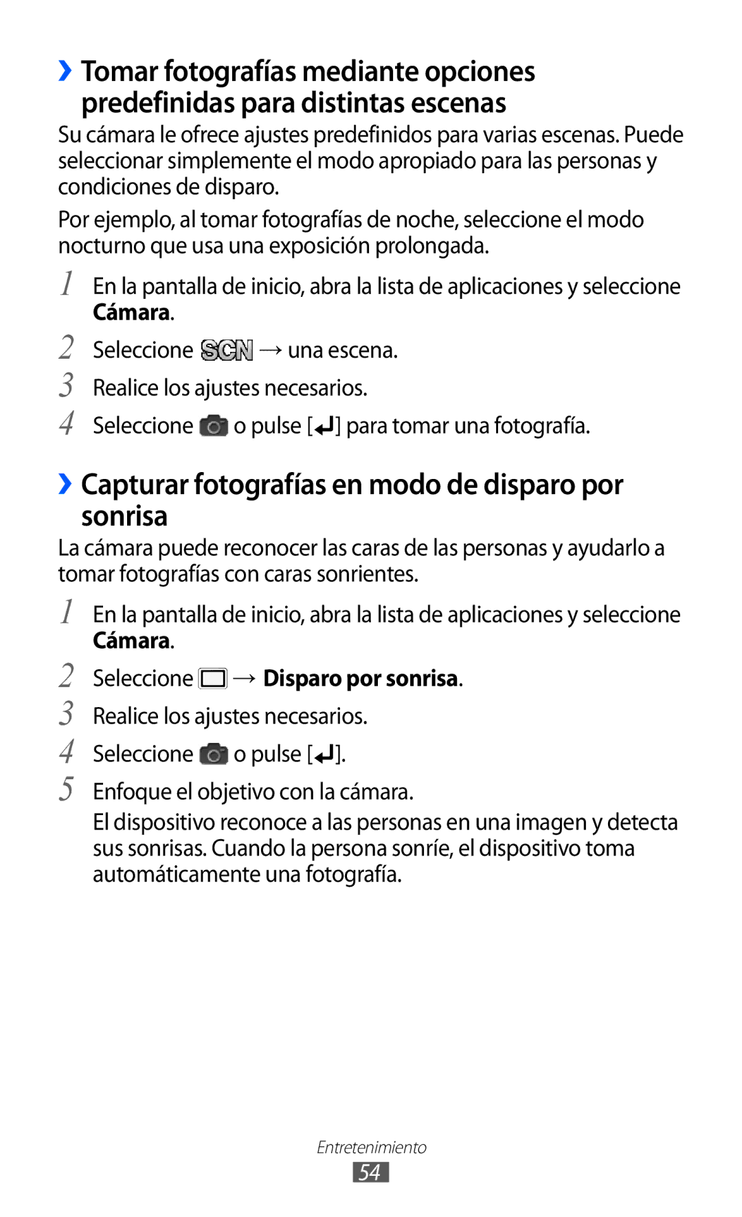 Samsung GT-B7510ISAATL, GT-B7510CWAFOP, GT-B7510ISAFOP manual ››Capturar fotografías en modo de disparo por sonrisa, Cámara 