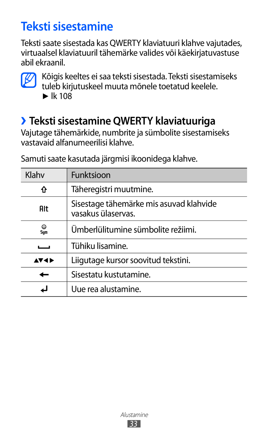 Samsung GT-B7510ISASEB manual ››Teksti sisestamine Qwerty klaviatuuriga 