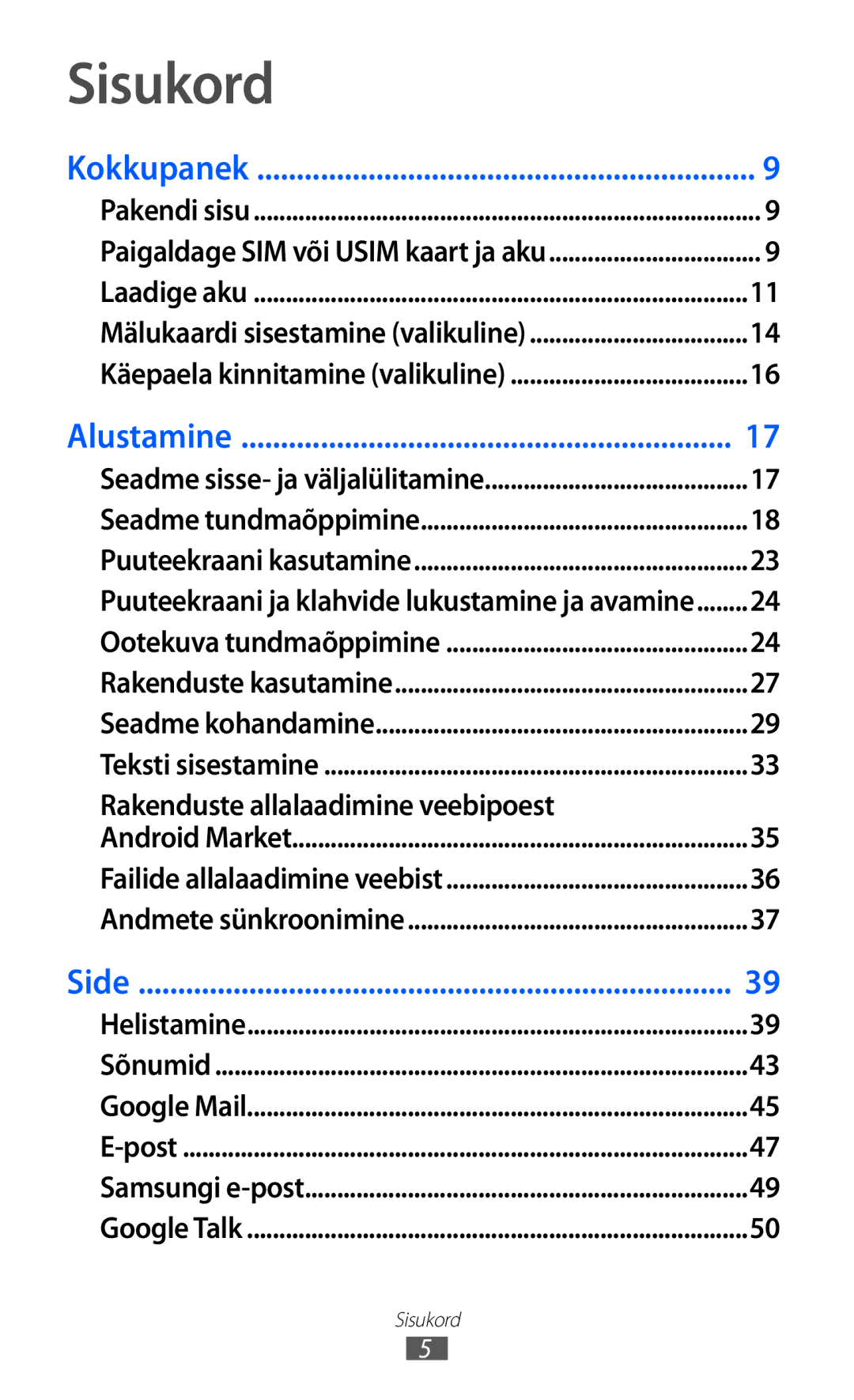 Samsung GT-B7510ISASEB manual Sisukord, Rakenduste allalaadimine veebipoest 