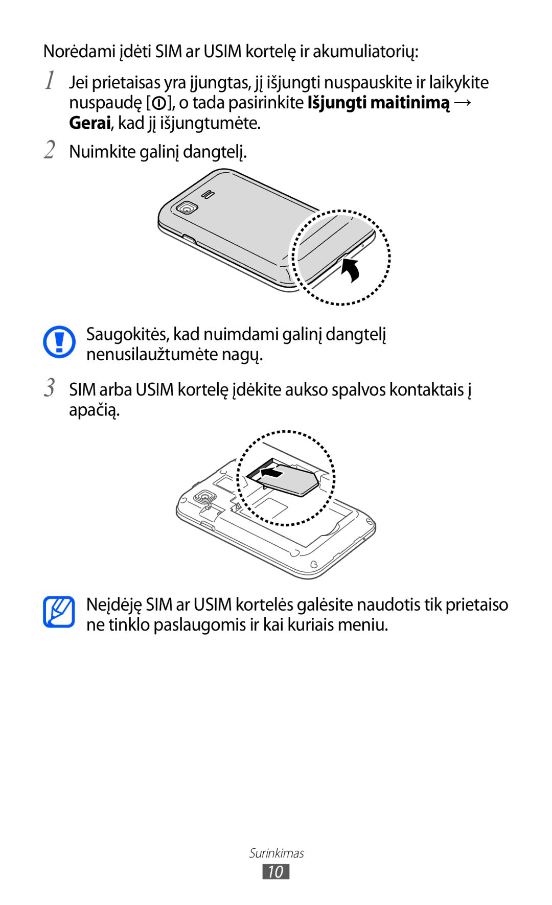 Samsung GT-B7510ISASEB manual Surinkimas 