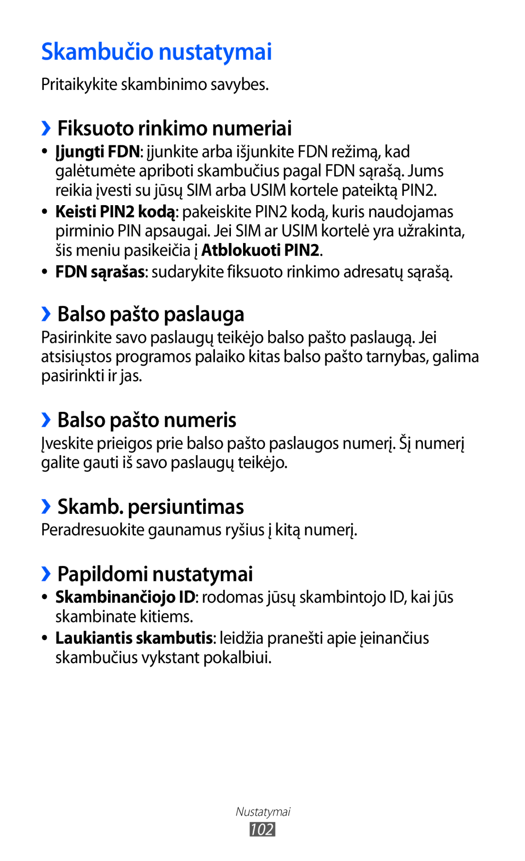 Samsung GT-B7510ISASEB manual Skambučio nustatymai 