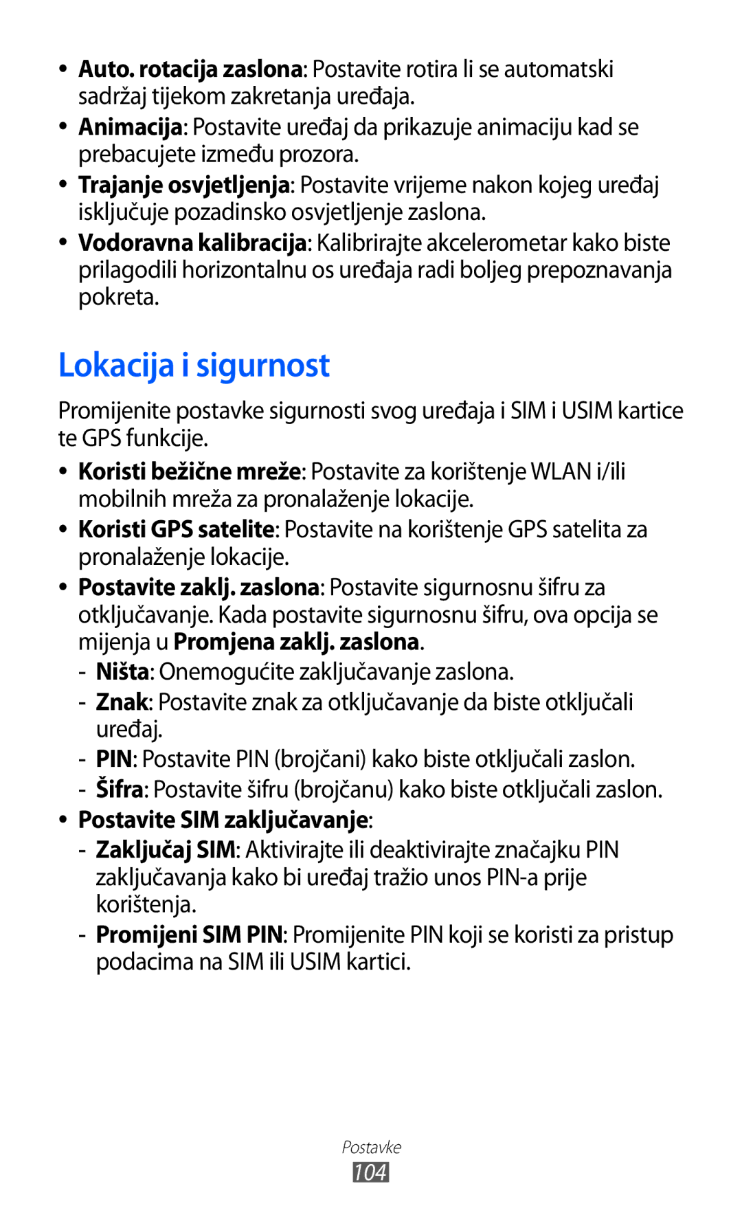 Samsung GT-B7510ISATWO manual Lokacija i sigurnost 