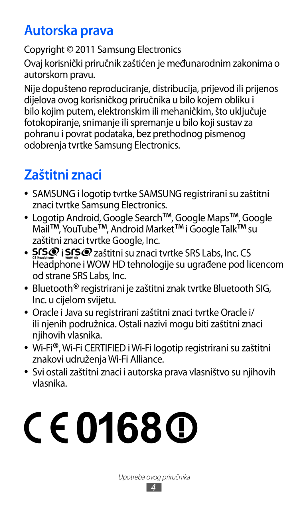 Samsung GT-B7510ISATWO manual Autorska prava, Zaštitni znaci 