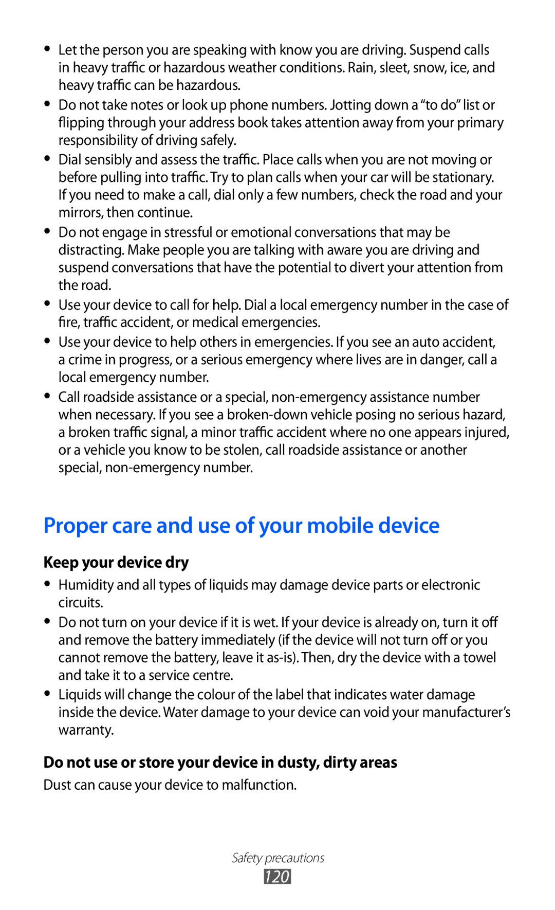 Samsung GT-B7510ISAFOP, GT-B7510LKAXEF, GT-B7510ISAXEF, GT-B7510CWAXEF manual Proper care and use of your mobile device 