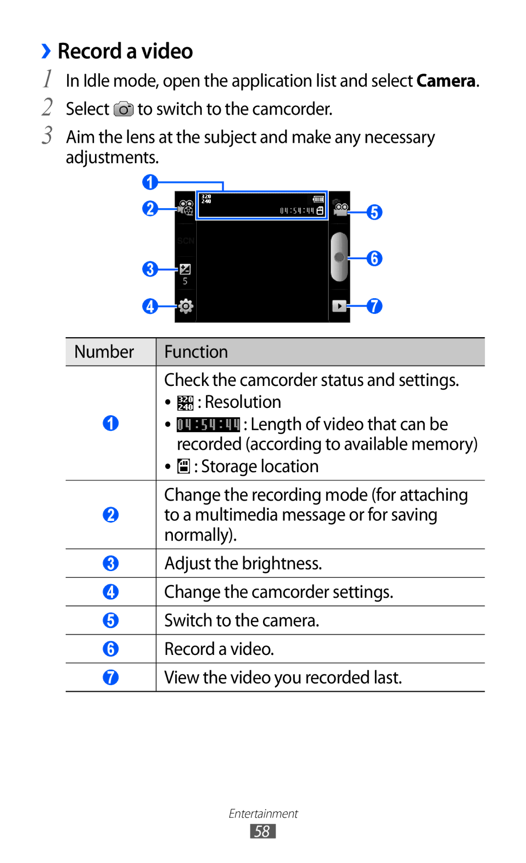 Samsung GT-B7510ISAORC, GT-B7510LKAXEF, GT-B7510ISAXEF, GT-B7510CWAXEF manual ››Record a video, Length of video that can be 