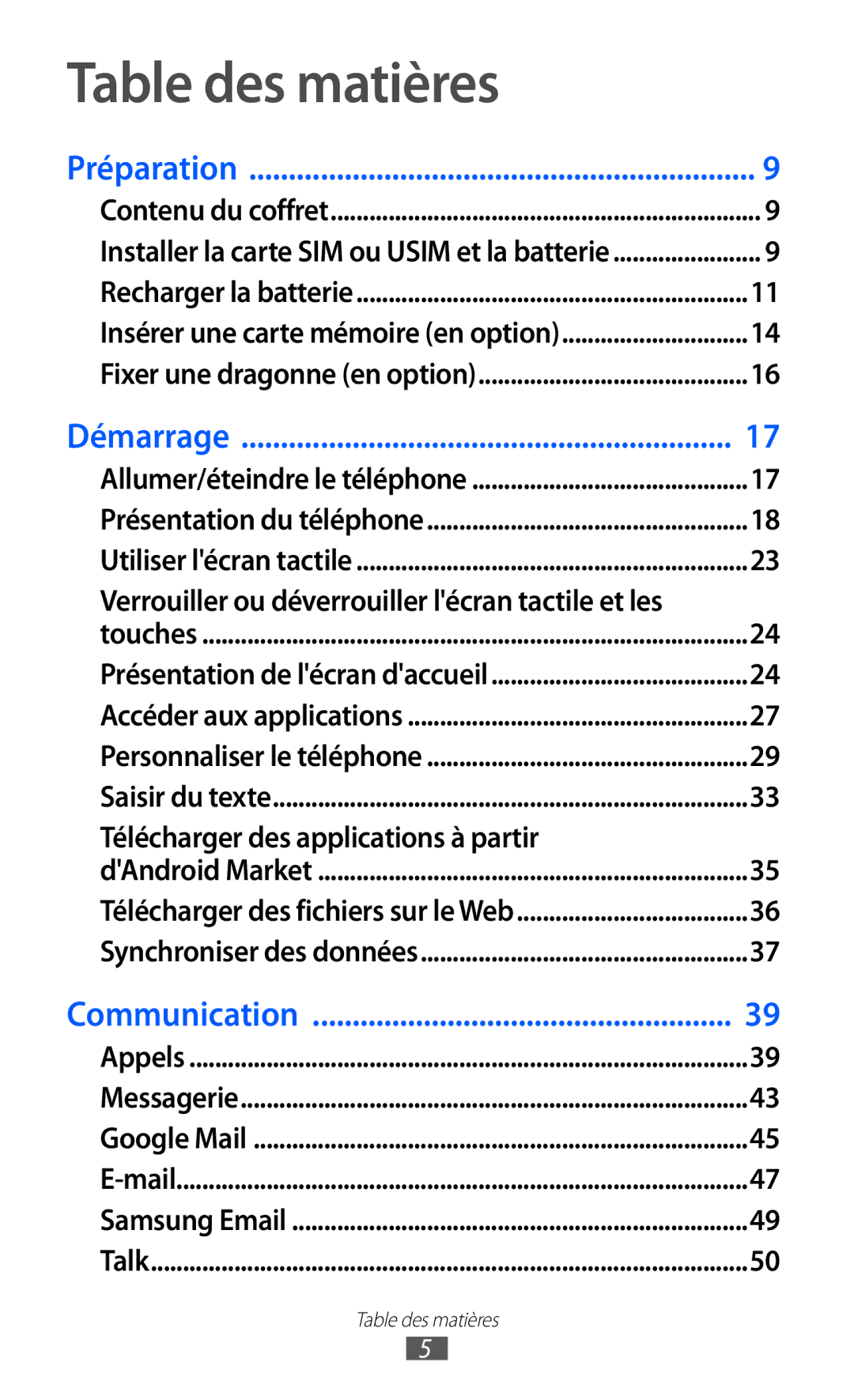 Samsung GT-B7510CWASFR, GT-B7510LKAXEF, GT-B7510ISAXEF manual Table des matières, Télécharger des applications à partir 