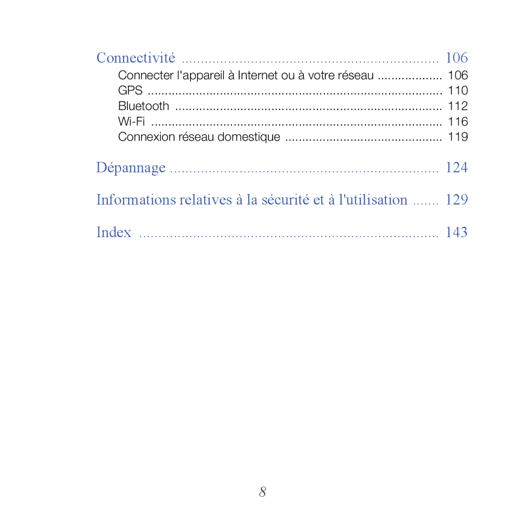 Samsung GT-B7610OKAXEF, GT-B7610OKASFR manual Connectivité 106 