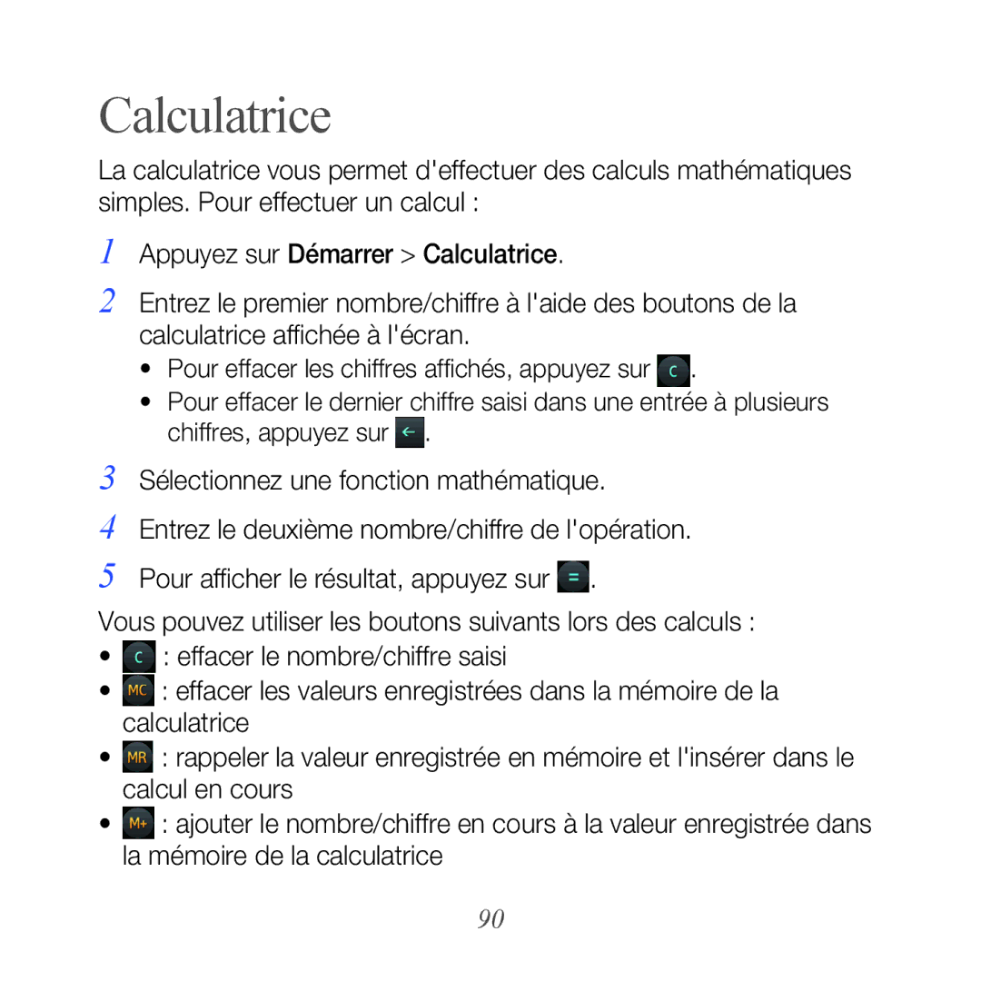 Samsung GT-B7610OKAXEF, GT-B7610OKASFR manual Calculatrice 