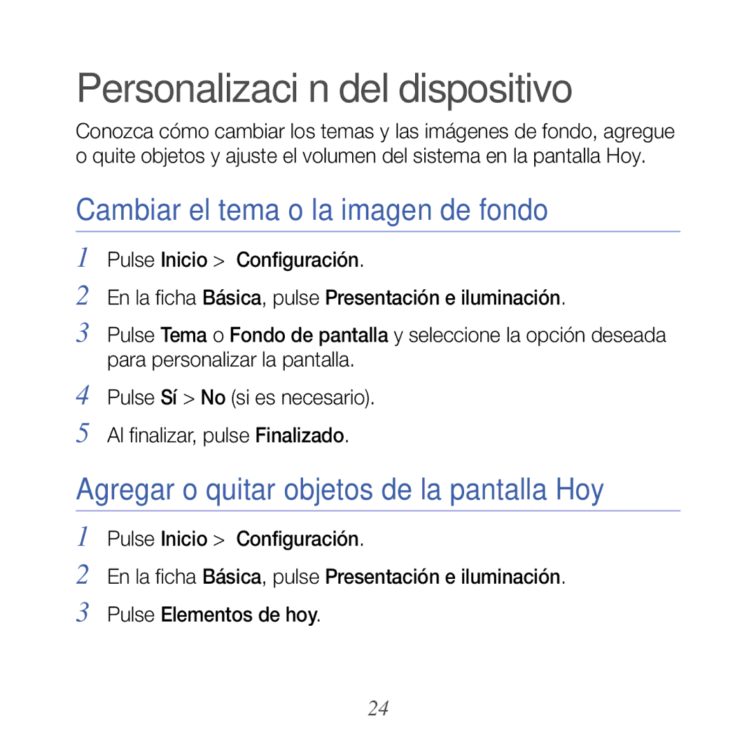 Samsung GT-B7610OKAATL, GT-B7610OKJATL manual Personalización del dispositivo, Cambiar el tema o la imagen de fondo 