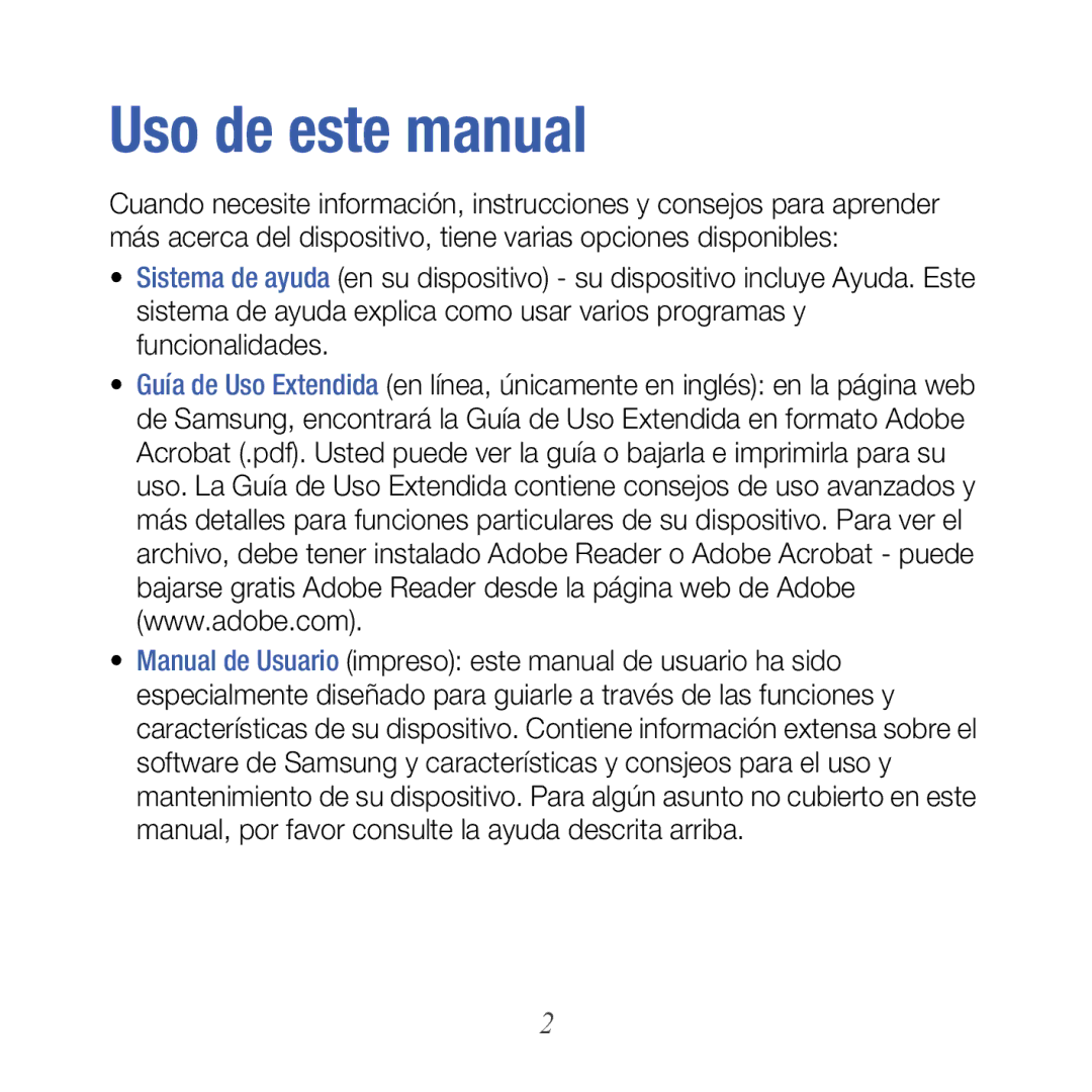 Samsung GT-B7610OKAATL, GT-B7610OKJATL Uso de este manual 