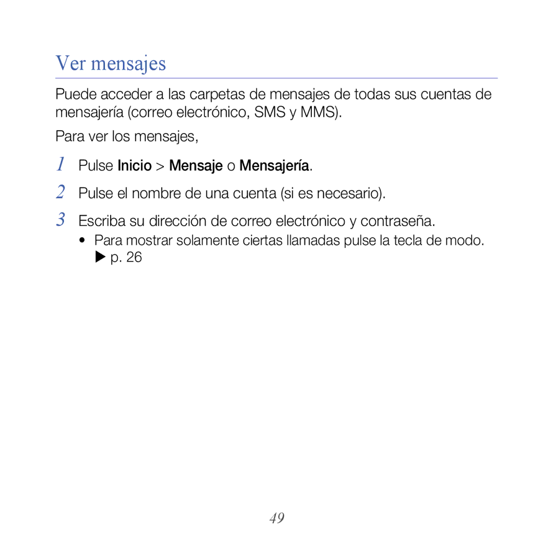 Samsung GT-B7610OKJATL, GT-B7610OKAATL manual Ver mensajes 