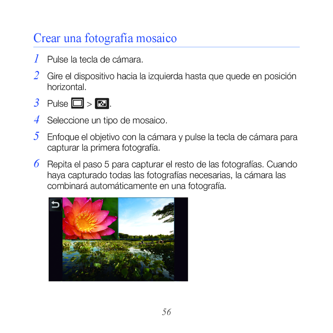 Samsung GT-B7610OKAATL, GT-B7610OKJATL manual Crear una fotografía mosaico 