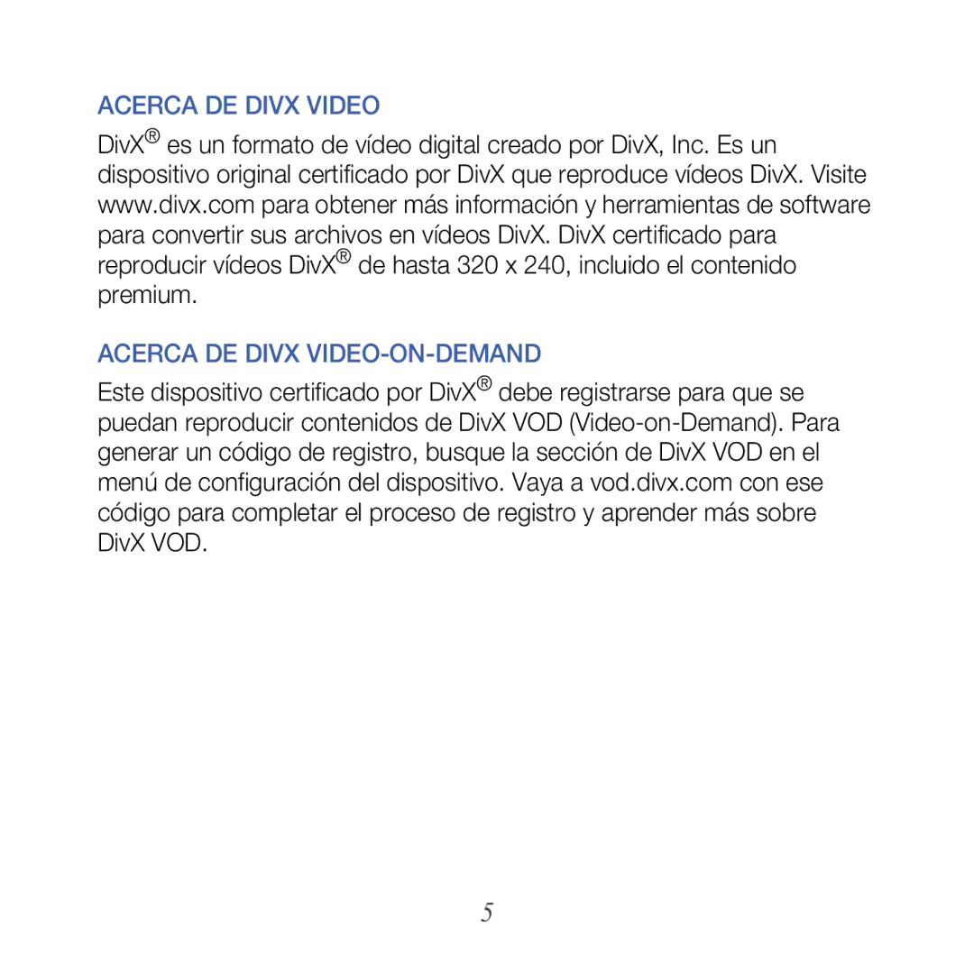 Samsung GT-B7610OKJATL, GT-B7610OKAATL manual Acerca DE Divx Video Acerca DE Divx VIDEO-ON-DEMAND 