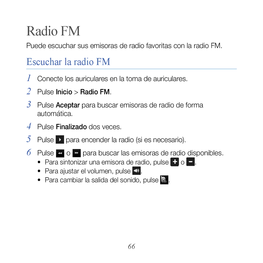 Samsung GT-B7610OKAATL, GT-B7610OKJATL manual Radio FM, Escuchar la radio FM 