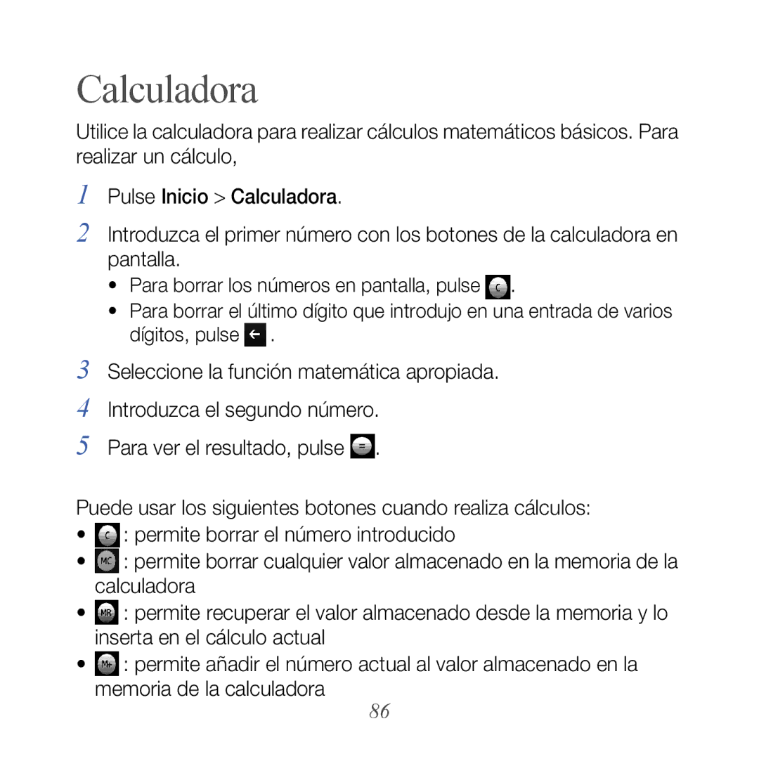 Samsung GT-B7610OKAATL, GT-B7610OKJATL manual Calculadora 