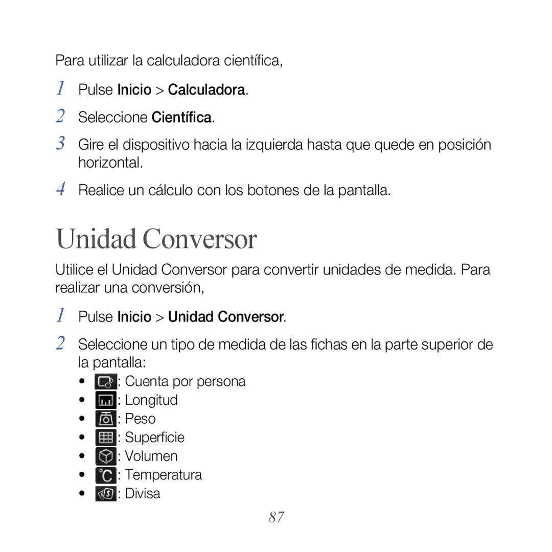 Samsung GT-B7610OKJATL, GT-B7610OKAATL manual Unidad Conversor 