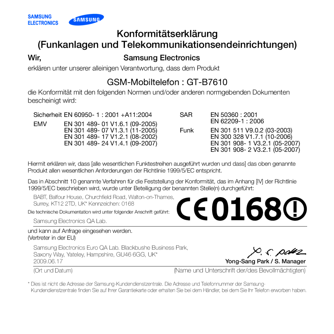 Samsung GT-B7610OKNDBT, GT-B7610OKMEPL, GT-B7610OKAVD2, GT-B7610OKADBT, GT-B7610OKAEPL manual GSM-Mobiltelefon GT-B7610 