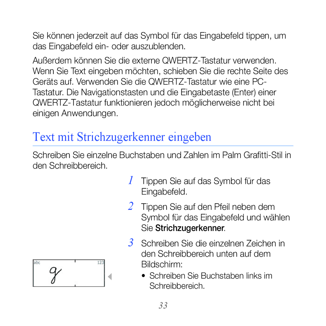 Samsung GT-B7610OKMDBT, GT-B7610OKMEPL, GT-B7610OKAVD2, GT-B7610OKADBT, GT-B7610OKNDBT Text mit Strichzugerkenner eingeben 